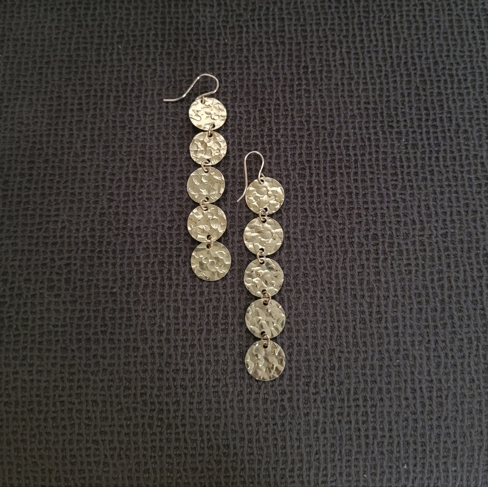 Gold💛 Filled Hammered🔨 Quintuplet5️⃣ Disc📀 Earrings - NWOT